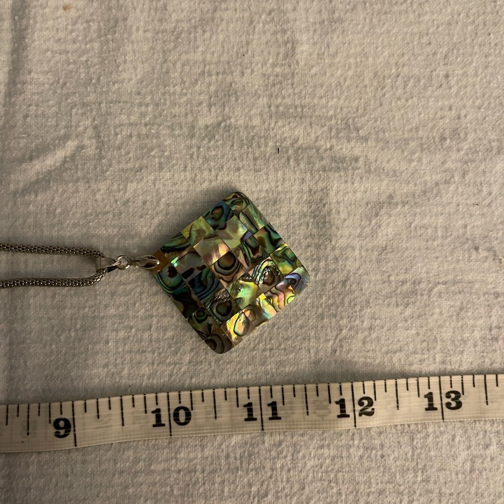 Natural Mosaic Abalone Shell Pendant Beads Necklace Handmade Women Jewelry